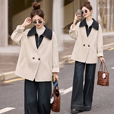 2025年冬季双面羊绒假两件洋气通勤外套[现货】，女装双面呢大衣，橙子家