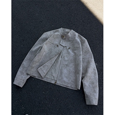 JK9922-P75控128秋季老钱风短款宽松夹克外套男潮牌扎染垫肩皮衣，男装夹克，电商A058-1（原电商C417）