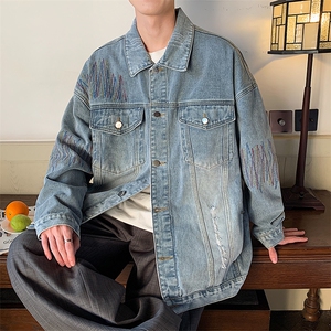 2023水洗做旧牛仔外套男春季美式复古潮牌工装夹克上衣JK965-P78图片