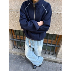 复古面料带纹理重磅高质量肌理半拉链卫衣ZW0115-P55，男装卫衣，星座313A(原308A-2)