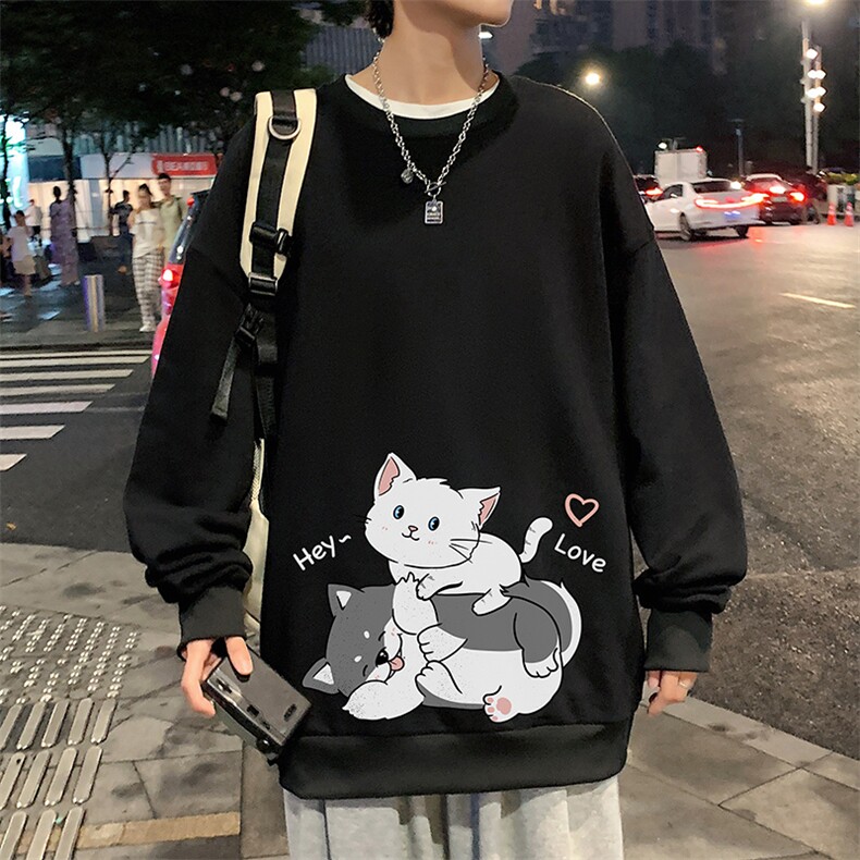S6300-P28秋季圆领卫衣男大码韩版宽松长袖外套,男装卫衣,电商A040