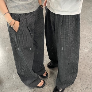 夏秋格子弯刀休闲裤女美式宽松可调节伞兵情侣裤子潮K6570-P52图片