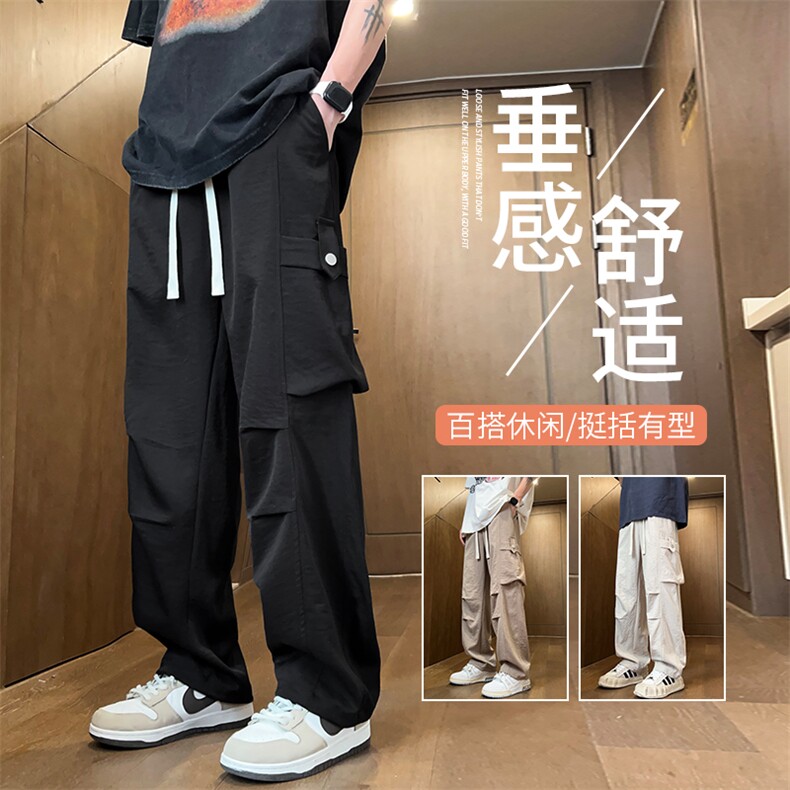 直播数据款 春季新款大口袋伞兵裤宽松直筒休闲裤工装裤 K515-P42图片