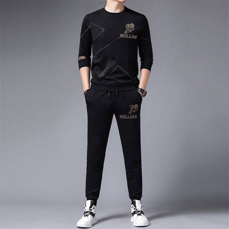 商务套装男士春秋季两件休闲时尚卫衣中年两件套运动服男外套潮,男装休闲套装,电商B212（原钱塘6029）
