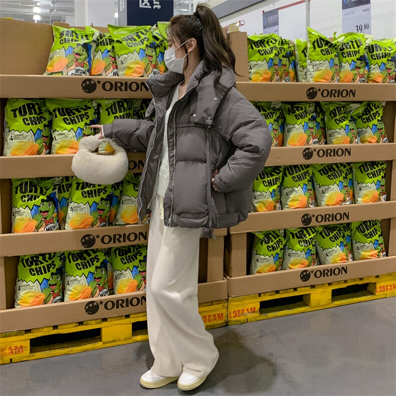 2023冬季新款韩版时尚百搭收腰抽绳加厚连帽羽绒服白鸭绒外套女,女装羽绒服,辉之琳
