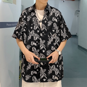 特P29控58 夏季冰丝港风男宽松版扎染短袖衬衫CS10图片