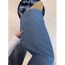 美式刺绣复古休闲竖条纹牛仔裤男女直筒百搭宽松显瘦慵懒长裤D124，男装牛仔裤，星座601-1