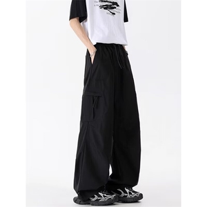 美式运动冲锋裤男夏季潮牌工装裤痞帅宽松直筒休闲长裤YKA97-P41图片