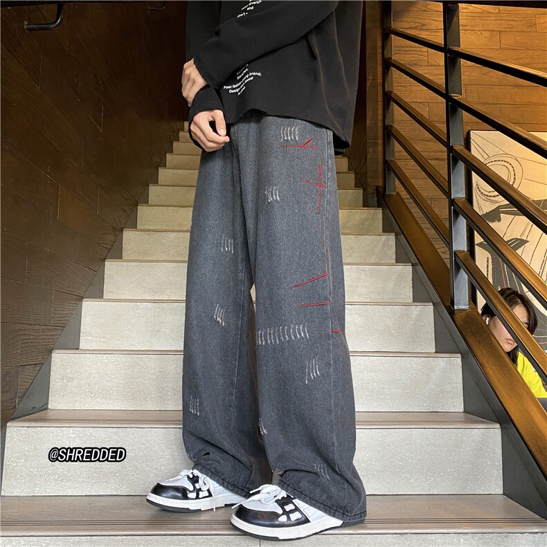 秋季新款设计感泥巴黄牛仔裤磨毛复古裤子B315-K23414-p55控68,男装牛仔裤,电商B315