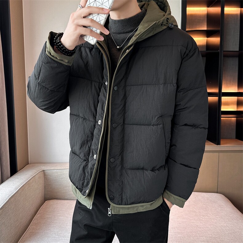 日系复古假两件连帽棉衣男冬季宽松情侣冬季棉服M0829-P103,男装棉衣,星座308B-2