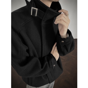 现货 秋冬季短款毛呢夹克外套男立领呢子上衣 812-JK22-P118图片