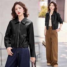 2025年秋季新款现货休闲时尚舒适皮衣外套，女装皮衣，臻衣坊