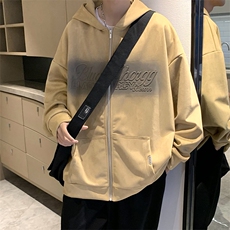 WY851-P42原宿风鹿皮绒钢印字母薄款卫衣外套，男装卫衣，星座1501-1