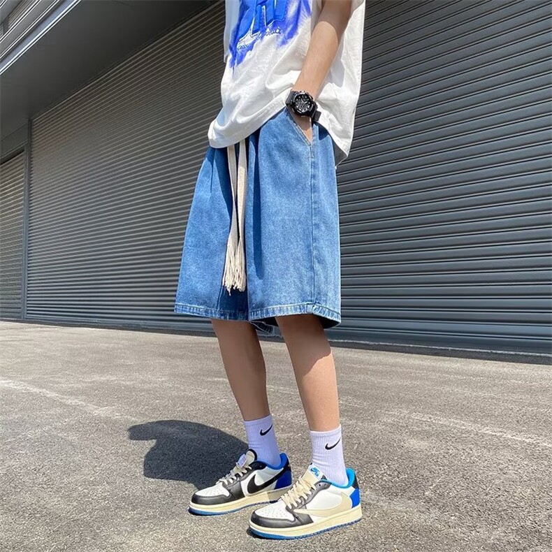 美式vibe裤子高街短裤牛仔裤男设计感小众拉链裤DK716P32,男装牛仔裤,星座1116-2