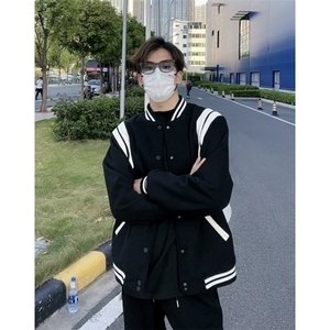 潮牌明星同款棒球服夹克外套黑白棒球服毛呢夹克风格JKS615图片