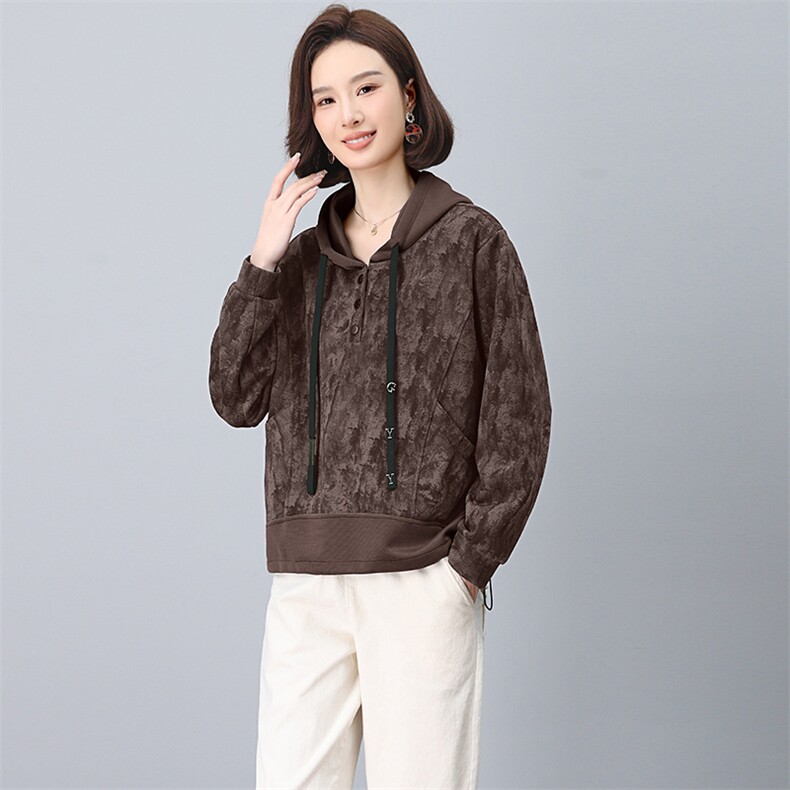 大码2025夏季新款个性韩版短袖连帽T恤拼接九分休闲裤女9027/720,女装卫衣/绒衫,阿丹
