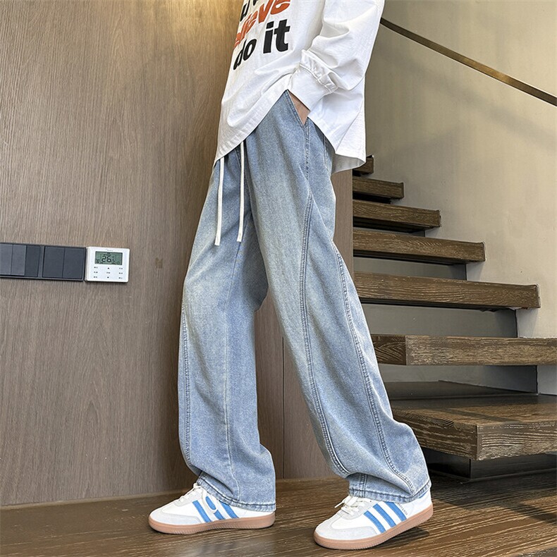春夏新款牛仔裤男潮牌复古美式坠感休闲直筒宽松弯刀裤TS213-P45,男装牛仔裤,星座610（原A335）