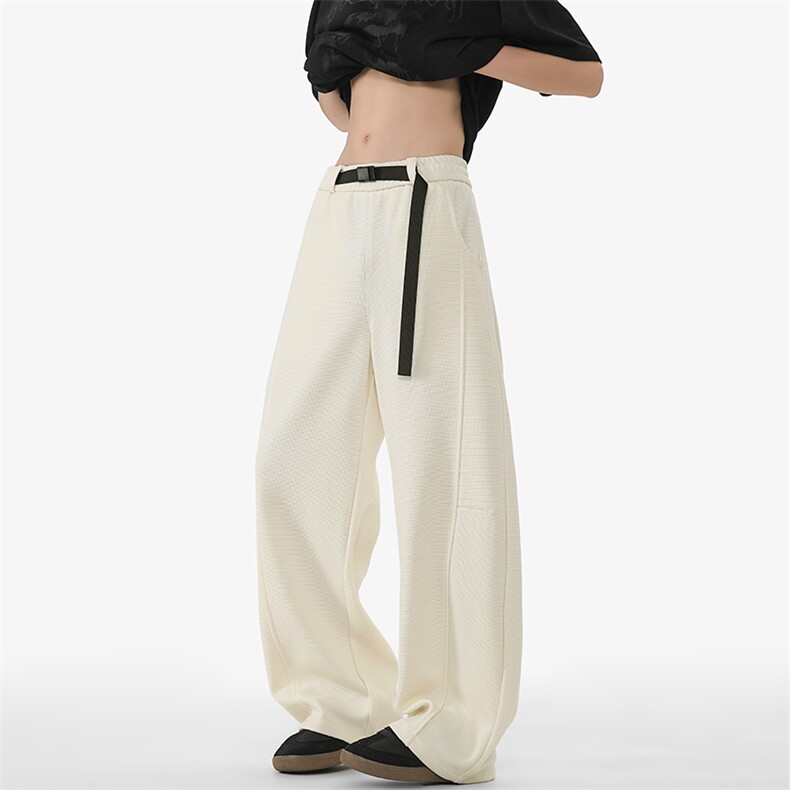 2026春季新款大码华夫格卡扣男拼接大码阔腿弯刀裤K5730特P30控68，男装休闲裤，电商A001