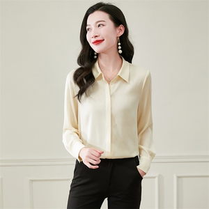 纯色重磅真丝衬衫女长袖2026新款春季中年妈妈显瘦真丝上衣小衫图片