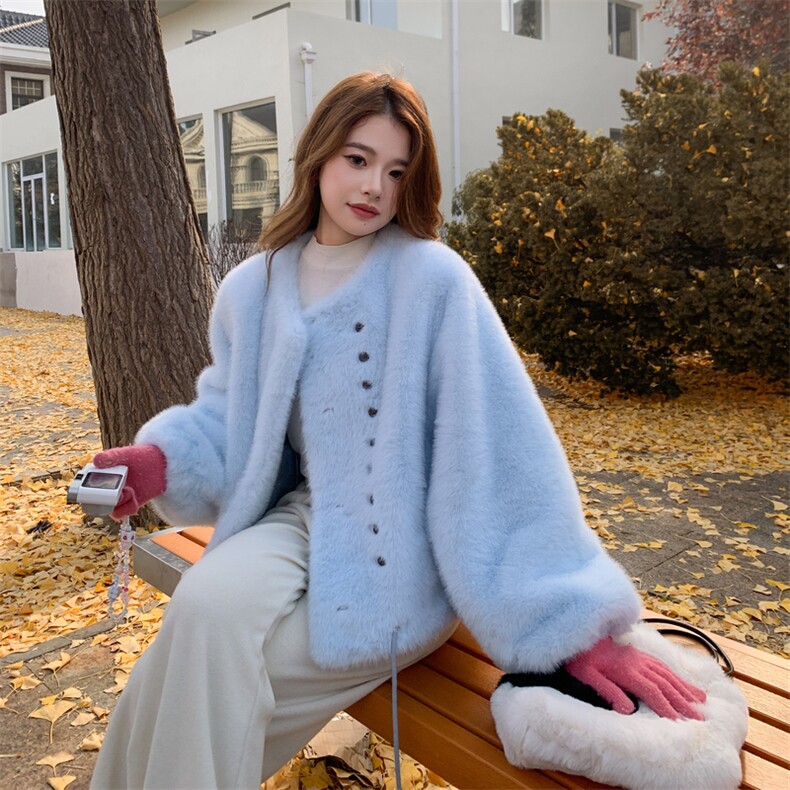 有货蓝色环保毛皮草2C090-9005-P170-K258,女装皮草,2C090