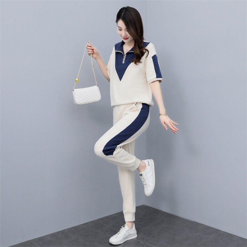 2024夏季新款时尚运动套装修身显瘦休闲两件套，女装运动套装，凯瑟曼