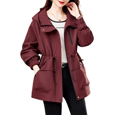 杭州正品气质风衣外套女2025春秋新款妈妈时尚洋气安哥拉红夹克衫，女装风衣，浙宝2-166