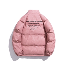 白底立领PU皮复古做旧金属印花字母设计棉衣男MY77732P130控178，男装棉衣，星座227-7