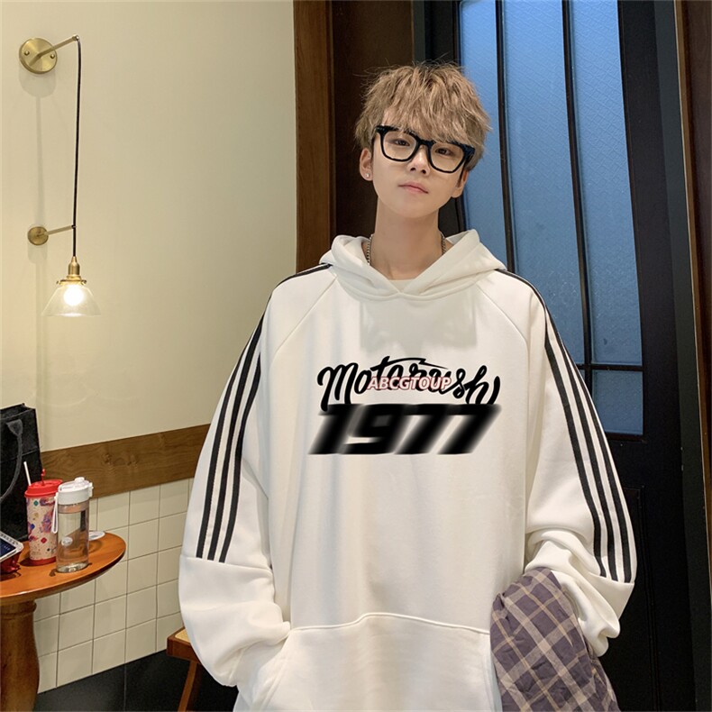 美式三杠条纹复连帽卫衣秋冬男女宽松长袖SWY2449-P55控8850棉,男装卫衣,电商B370