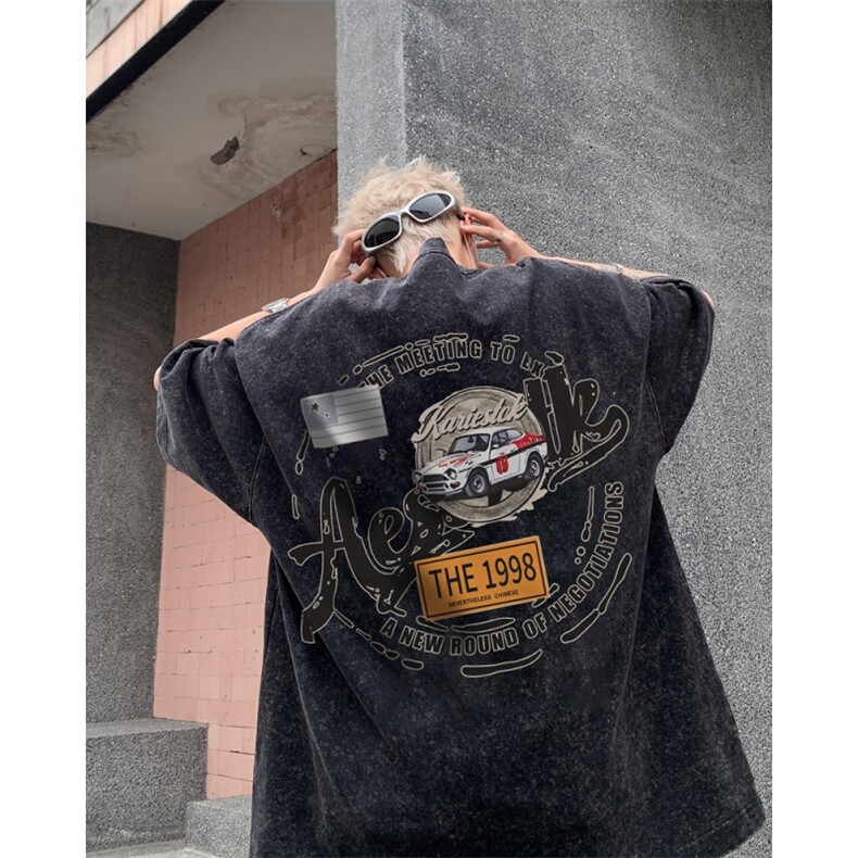 年代印花美式水洗短袖男高街夏季大码短袖XZ517A-3-ZJ053T-P38，男装T恤，星座517A-3