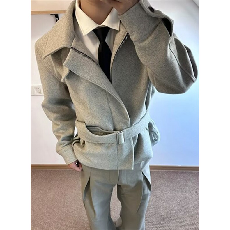 外套男款秋冬季加厚美式复古保暖毛呢夹克高级感短款大衣J8235,男装夹克,星座1116A（原606A-3）