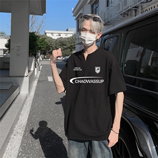 新款美式抖音直播得物痞帅肌理感V领短袖T7506P25控39，男装T恤，电商C408-1(原B339-1)