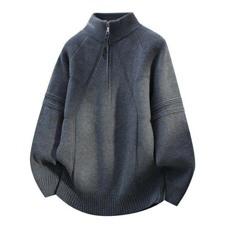 76321-特P60冬半拉链领针织毛衣男女秋季休闲情侣纯色针织衫外套图片