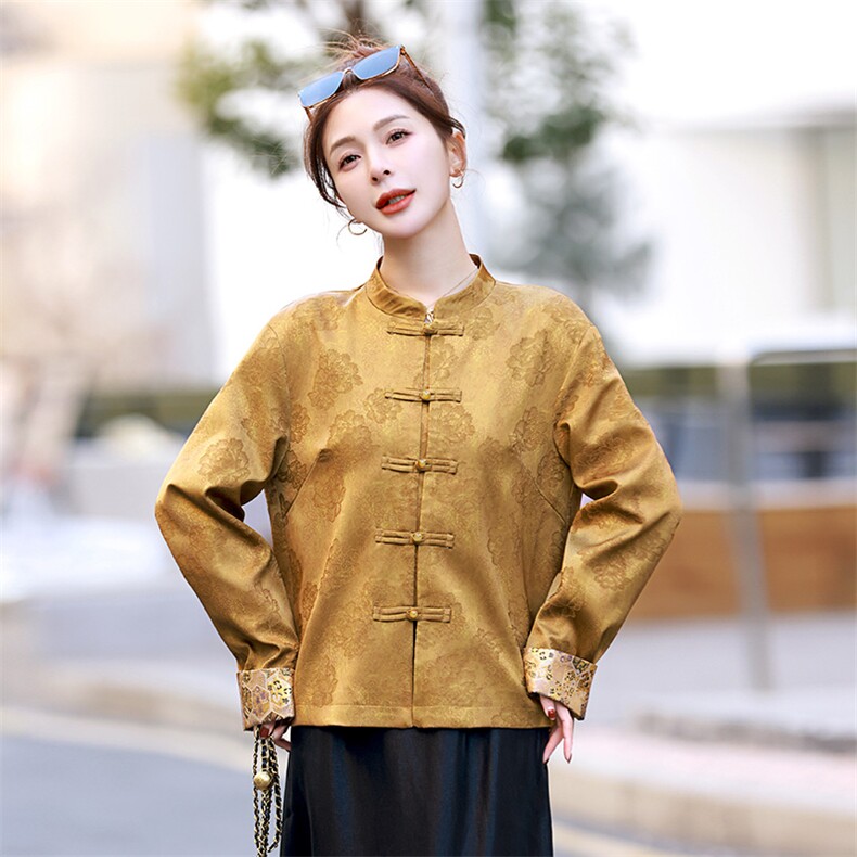 新中式开春穿搭短款外套2025新款唐装休闲气质复古盘扣中国风女装,女装短外套,雪樱依海