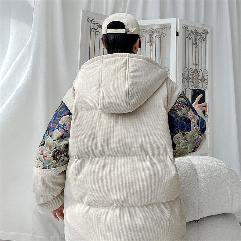 2024冬季新款旋律风车大码绣花小熊棉衣M-5XHM23927-特P105,男装棉衣,电商A022