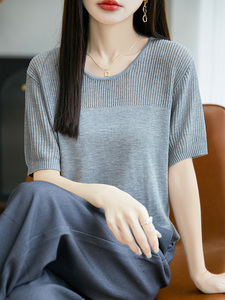 其他常规夏季短袖2025年夏季圆领T恤女宽松显瘦垂感小衫上衣图片