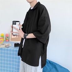 气质男ins时尚原宿夏季新款行文艺宽松型七分袖衬衣C055P20，男装衬衫，星座1116-2
