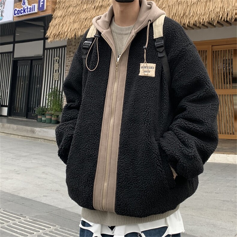 B225-W1024-P98-X118-拼色羊羔毛棉服-聚酯纤维,男装棉衣,电商B225