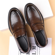 夏季时尚一脚蹬皮鞋男镂空套脚透气韩版豆豆鞋，男鞋皮鞋，电商A223