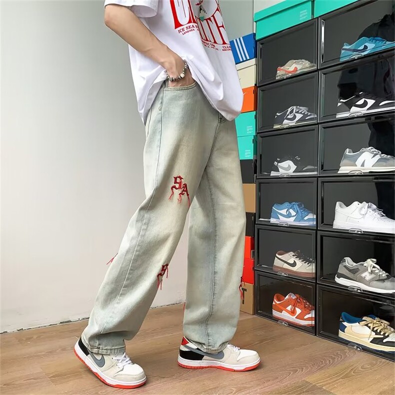 牛仔裤男夏季潮大码休闲裤子高街设计感新款刺绣N9503P40,男装牛仔裤,星座1116-2
