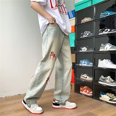 牛仔裤男夏季潮大码休闲裤子高街设计感新款刺绣N9503P40，男装牛仔裤，星座1116-2