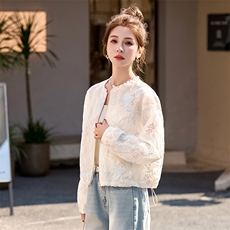 小香风复古刺绣洋气短外套女2025春夏新款独特超好看轻薄防晒上衣，女装短外套，韩宇舍