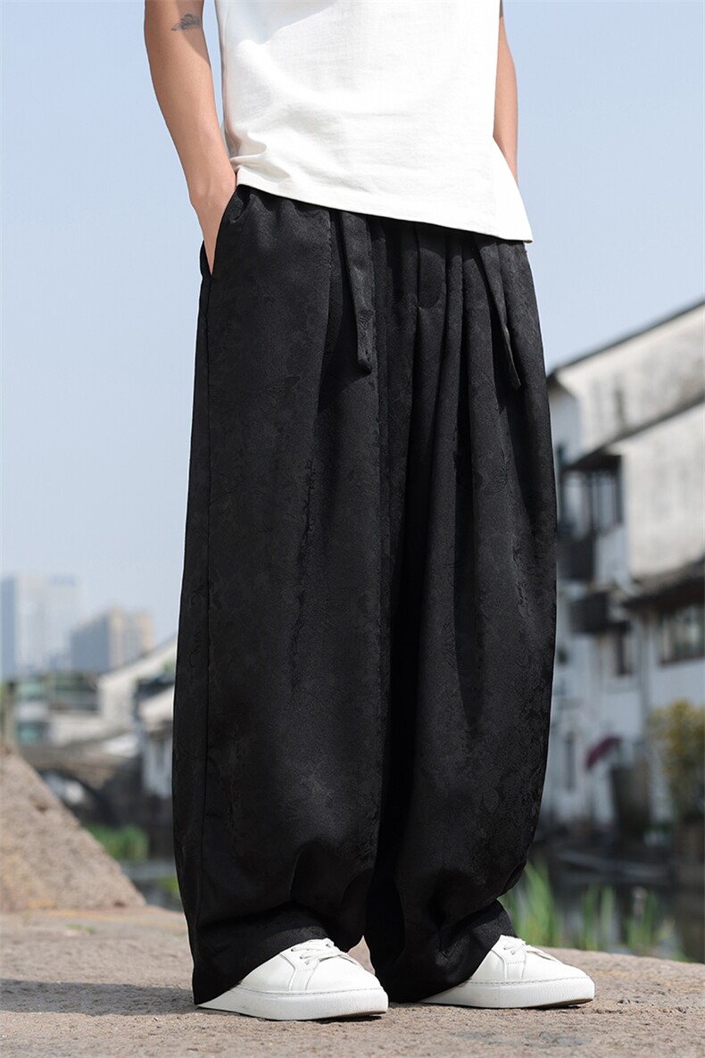 2025春夏新款风提花休闲裤男士宽松大码阔腿哈伦裤K2509-P75,男装休闲裤,电商A008