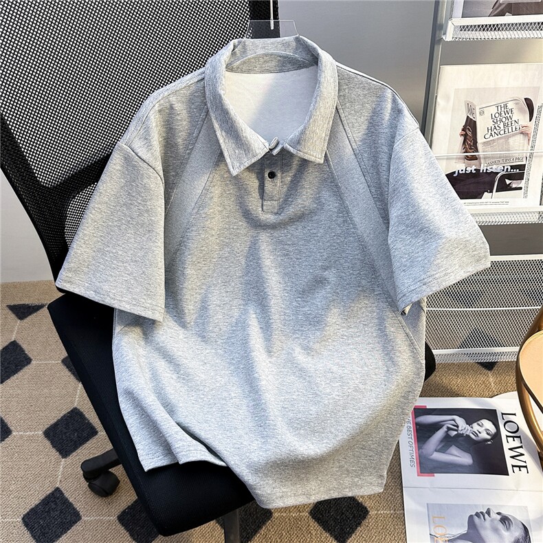 纯色翻领短袖polo衫男款夏季t恤情侣装美式半袖衬衫PL0114-P33图片