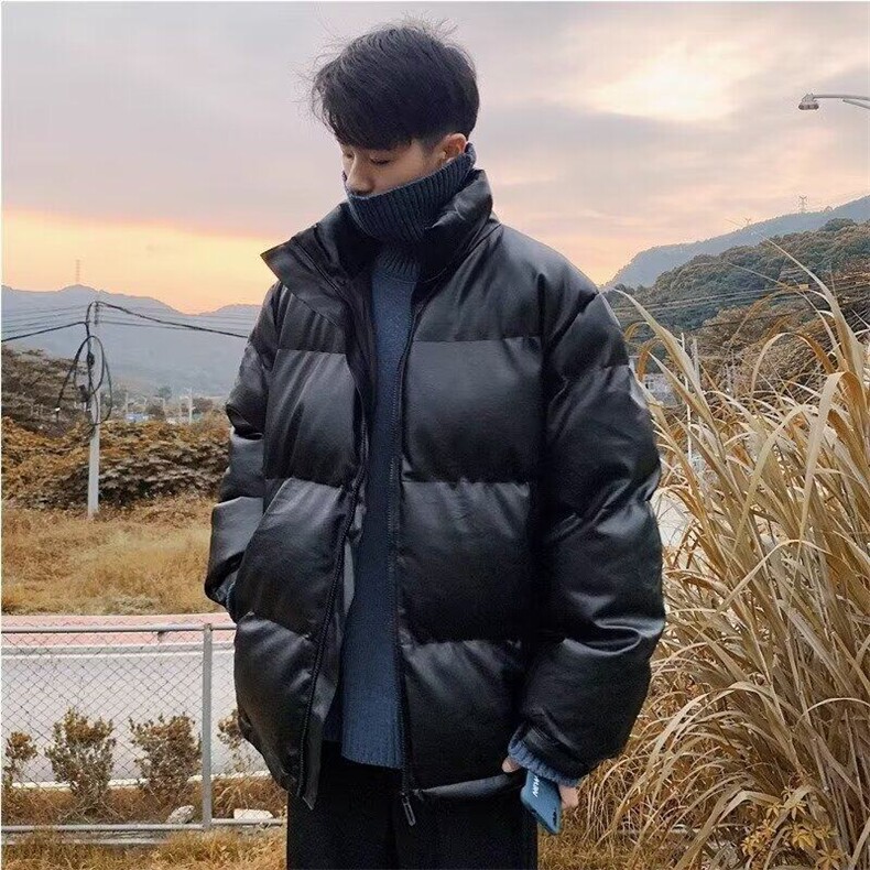 【有货】DH114-P80冬季男棉衣立领PU皮衣外套加厚面包服ins宽松,男装棉衣,星座603-2