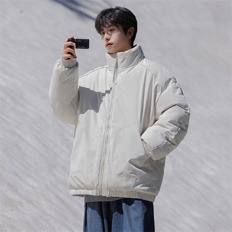 现货冬季美式休闲加厚雪山外套夹克立领纯色三防户外工装棉服，男装夹克，电商A486-1