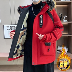 港风加绒夹克男外套青年冬季加厚连帽大毛领保暖棉衣男L8757-P98，男装夹克，星座310B-3