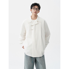 8XL-M风新中式黑色翻领长袖衬衫男秋季休闲衬衣痞帅CS537P58，男装衬衫，电商D206-1