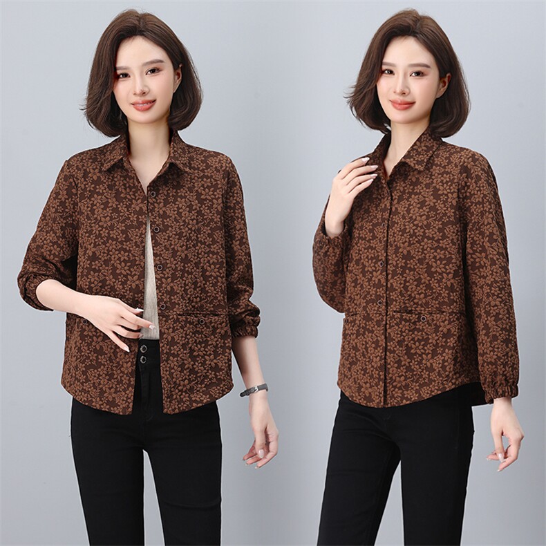 Q15019中老年人外套女2025春季新款韩版休闲妈妈夹克奶奶上衣，女装衬衫，曼沙奕珂