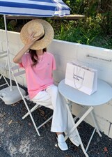 夏季绣花圆领重工T恤，女装T恤，简蔻