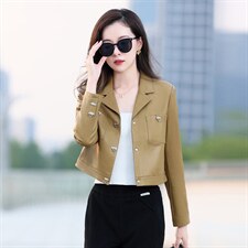 2025年春季新款时尚潮流水洗皮小外套，女装皮衣，臻衣坊